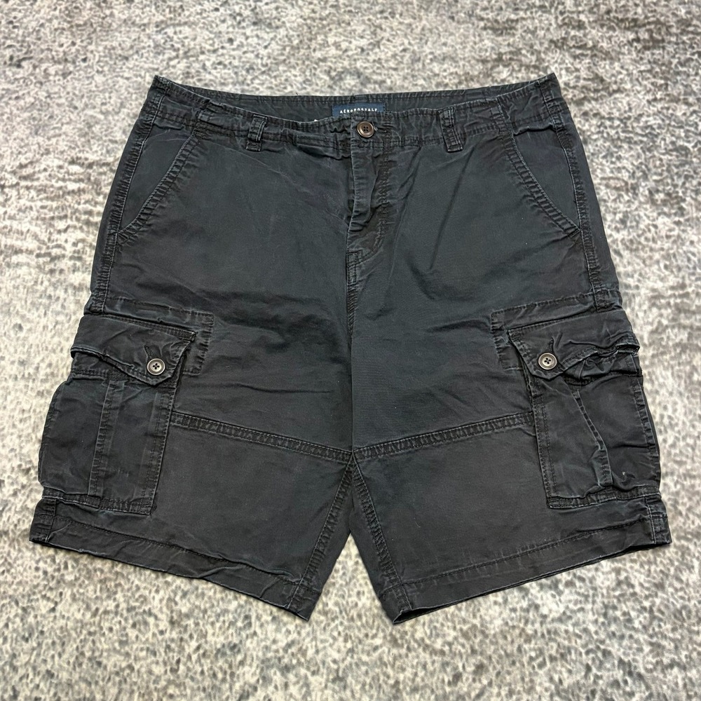 Aeropostale Cargo Shorts Mens 36 Navy Blue Preppy Skater Utility Pockets Y2K